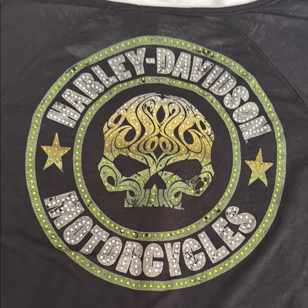 Harley-Davidson Black Lace-Up Blouse - Picture 4 of 6